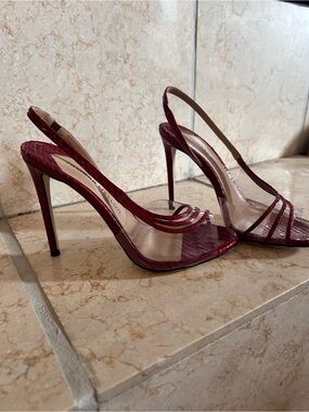 Burgundy Slingback Stiletto Sandals